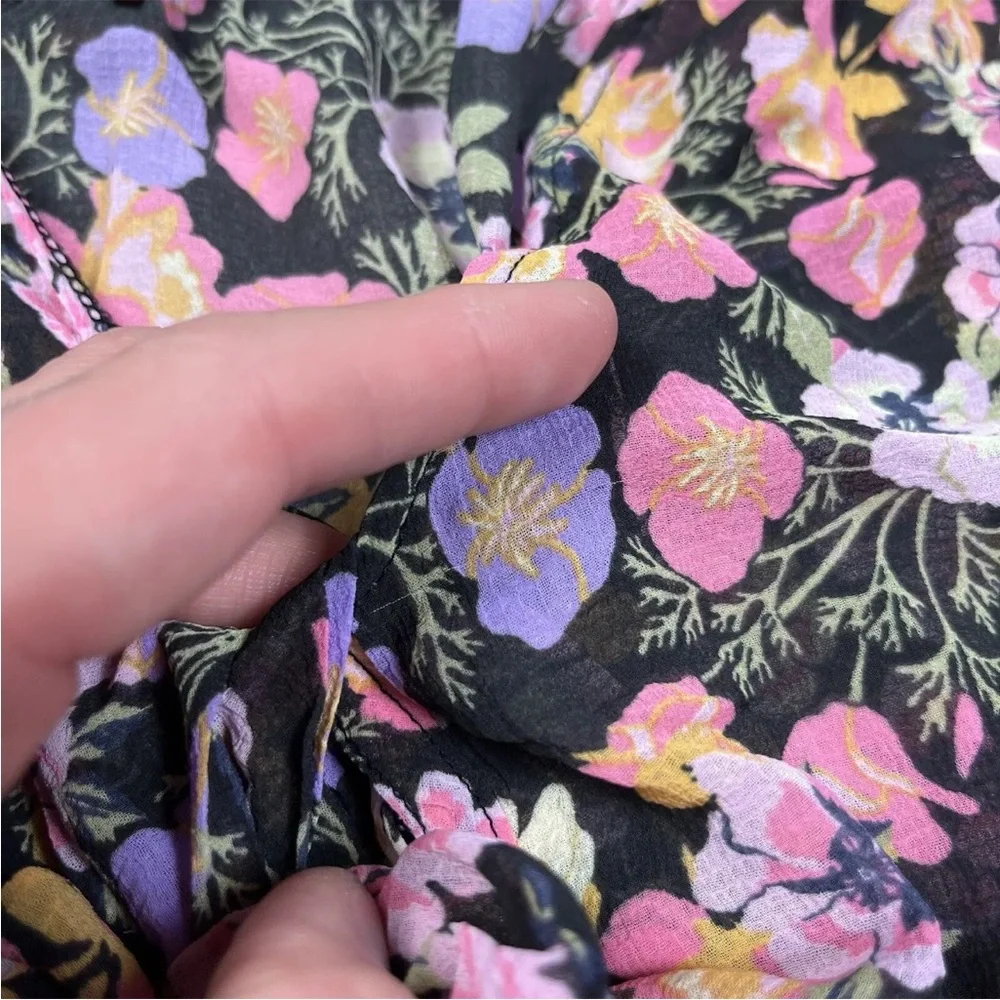 Free People Maybel Floral Blouse Tie Front Size XS